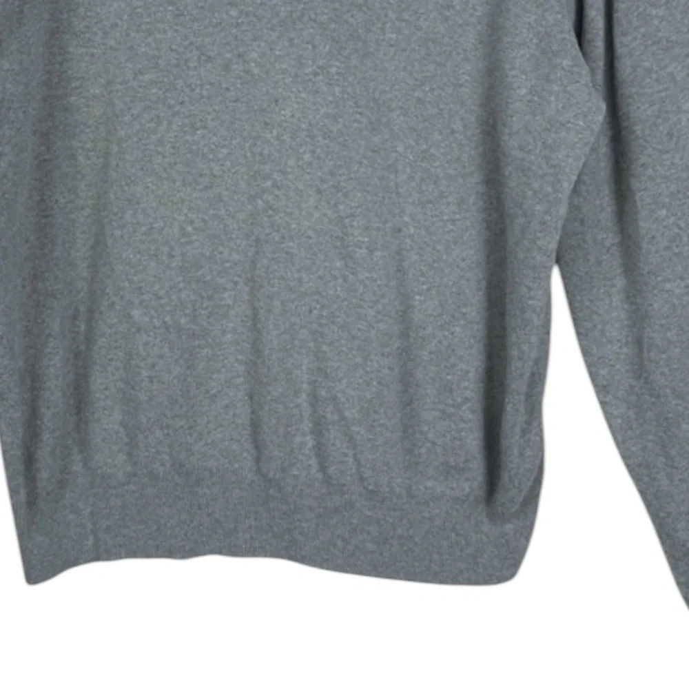 Polo Ralph Lauren Pima Cotton V Neck Grey Sweater Green Pony Men Size L